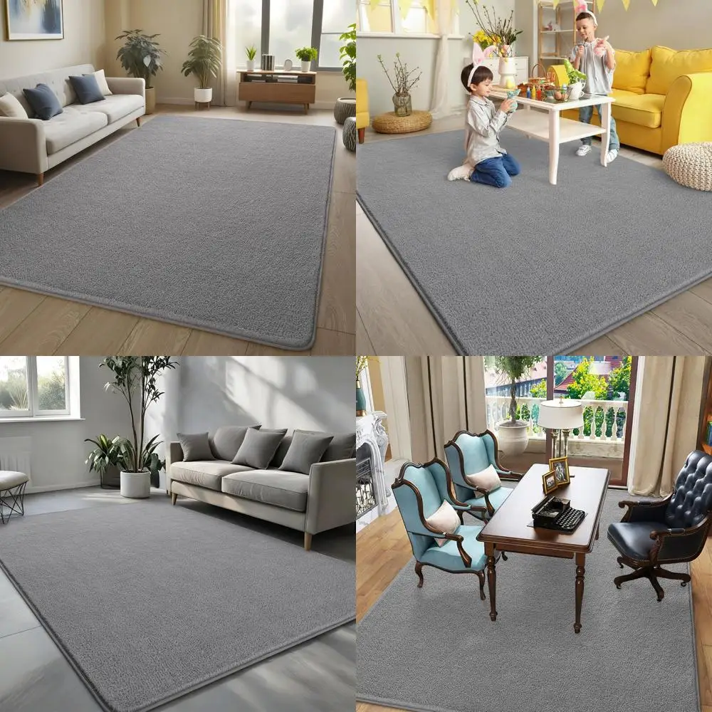 

4x6 Grey Memory Foam Rugs for Bedrooms and Living Rooms, Thickened, Minimalist, Comfortable for All Ages
