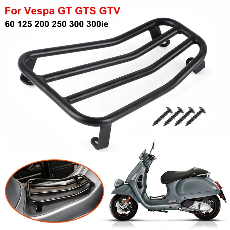 For Vespa GT GTS GTV 60 125 200 250 300 300ie Black Foot Pedal Rear Luggage Rack Bracket Holder Kit Motorcycle Accessories