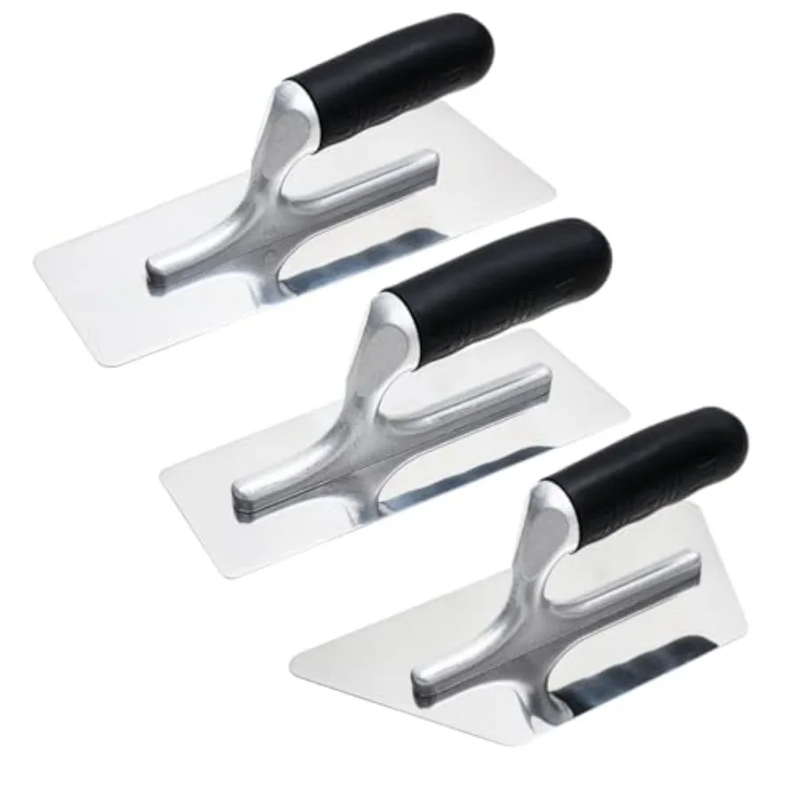

Venetian Plaster Finishing Trowel Set 3 PC Polished Stainless Steel with Rubber Handle Paint Plastering Tools