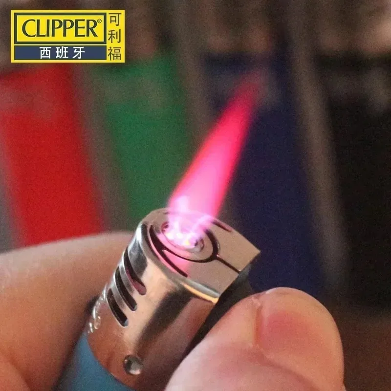 Clipper Durable Inflatable Windproof Lighter Pink Flame Jet Butane Torch Lighter Multi Functional Igniter Men's Gifts