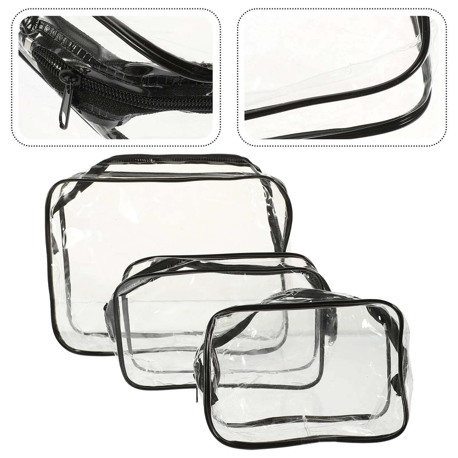 3 Pcs Water Proof Pvc Storage Bag Travel Makeup for Waterproof Zipper Pouches Personal Wash Bags