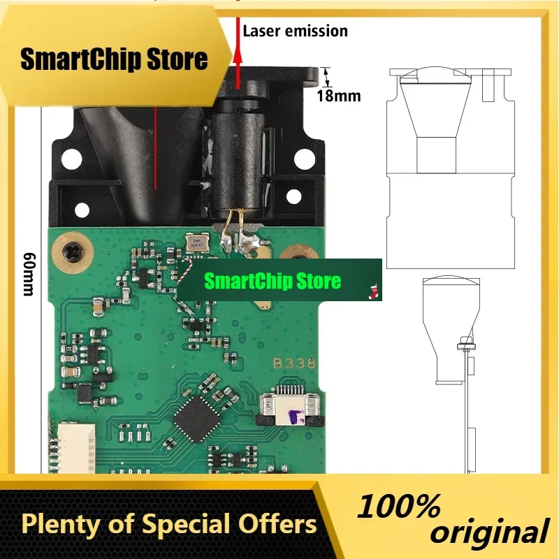 SmCpArduino Long Range Distance Sensor 10Hz Serial Laser Distance Module 100m Laser Rangefinder Module
