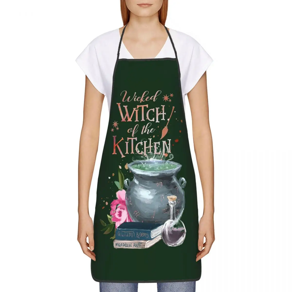 Wicked Witch Of The Kitchen Funny Aprons for Women Men Adult Unisex Chef Bib Tablier Cuisine Cooking Baking Gardening