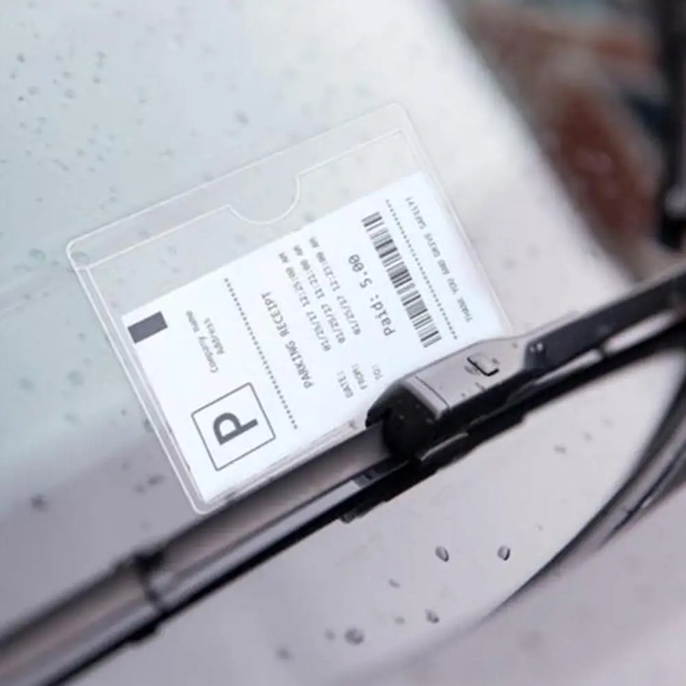 Self-Plastic Adhesive Clear Card Holder Windshield Parking Permit Card Bag Plastic Card Cover Pocket