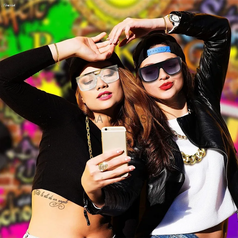 80 و 90's الهيب هوب المذهل الشرير الدولار قلادة نظارات حلقة سوار سلسلة ذهبية كبيرة فستان الطاغية المحلية