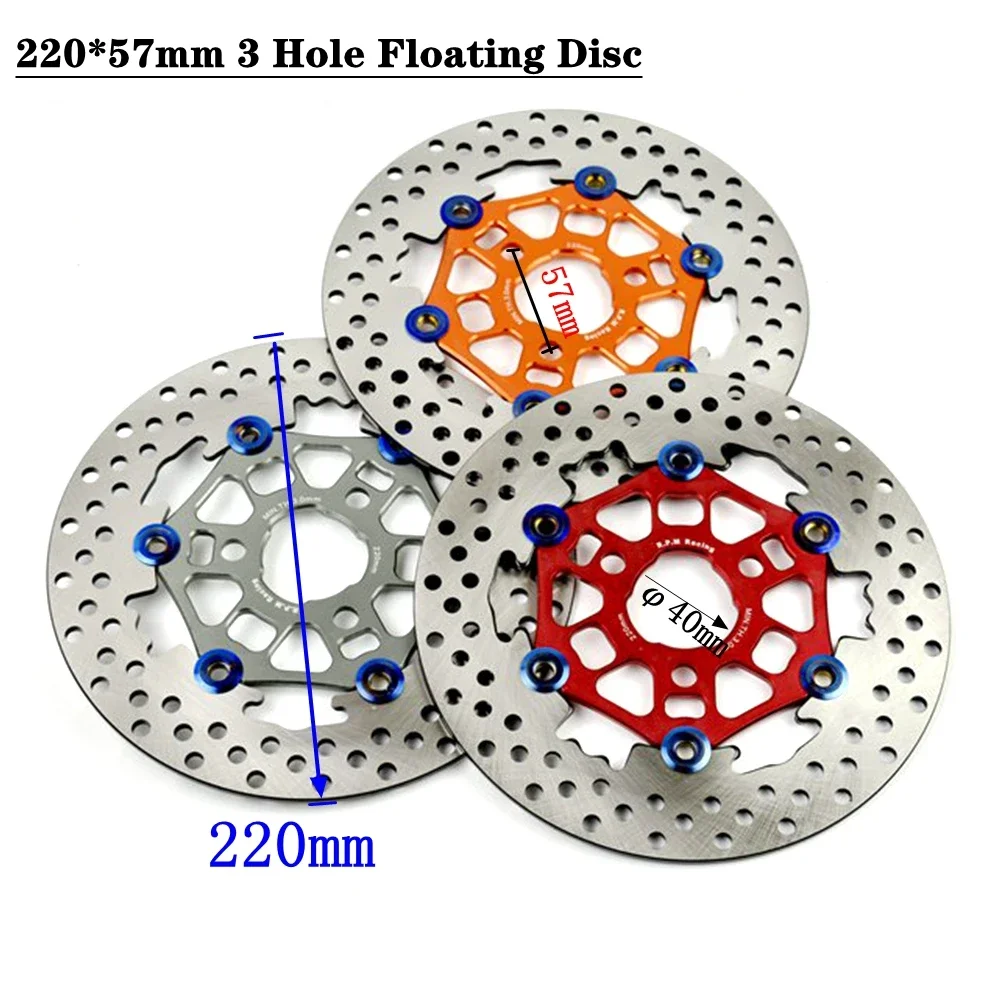 Motorcycle E-bike Universal CNC RPM 3 holes 220mm*57mm Floating Disc Brake Disc For Honda Yamaha CYGNUS-Z RSZ JOG FORCE Scooter