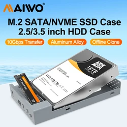 MAIWO-M.2 Gabinete SSD, NVMe 10Gbps, PCIe Portátil M.2 SSD Case, 2.5 