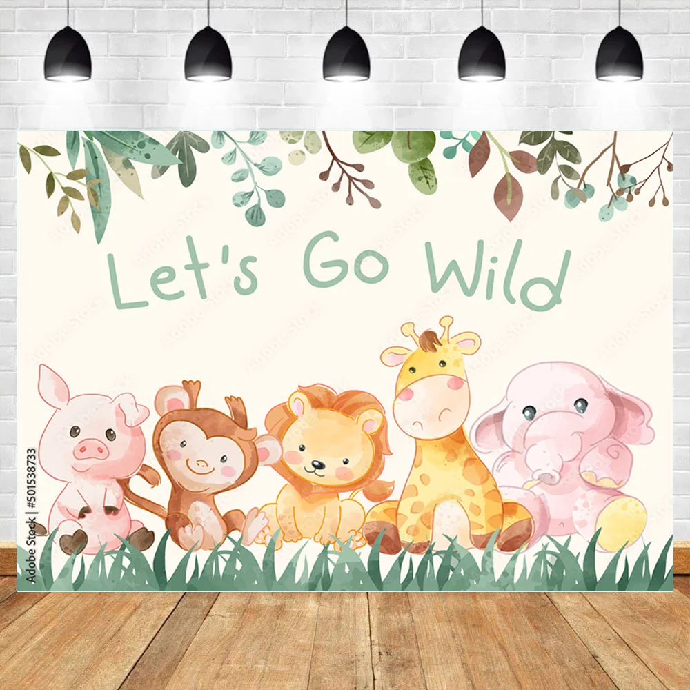 

Tropical Jungle Safari Photography Backdrop Kid 1st Wild One Newborn Baby Birthday Party Family Photo Background YE-08