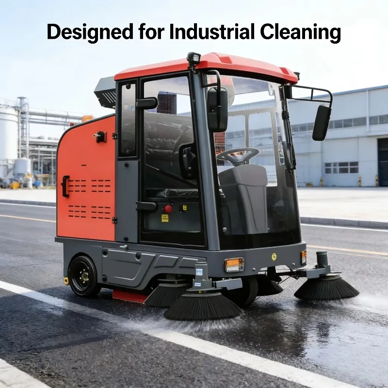 Wide Sweeping Range Ride on Driving Sweeper Electric Dust Cleaning Machine Stable Performance Yard Road Sweeper