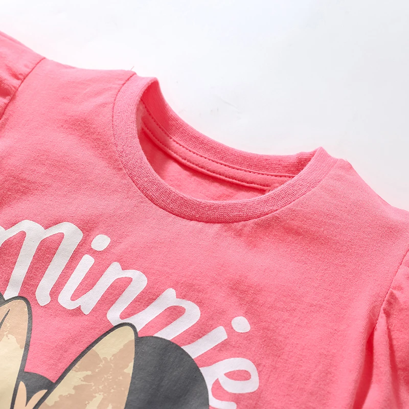 Kids Clothes Minnie Mouse Girls Tops Tees T Shirt Summer Baby Girls Cute Minnie Pink T Shirt for Children\'s Clothing