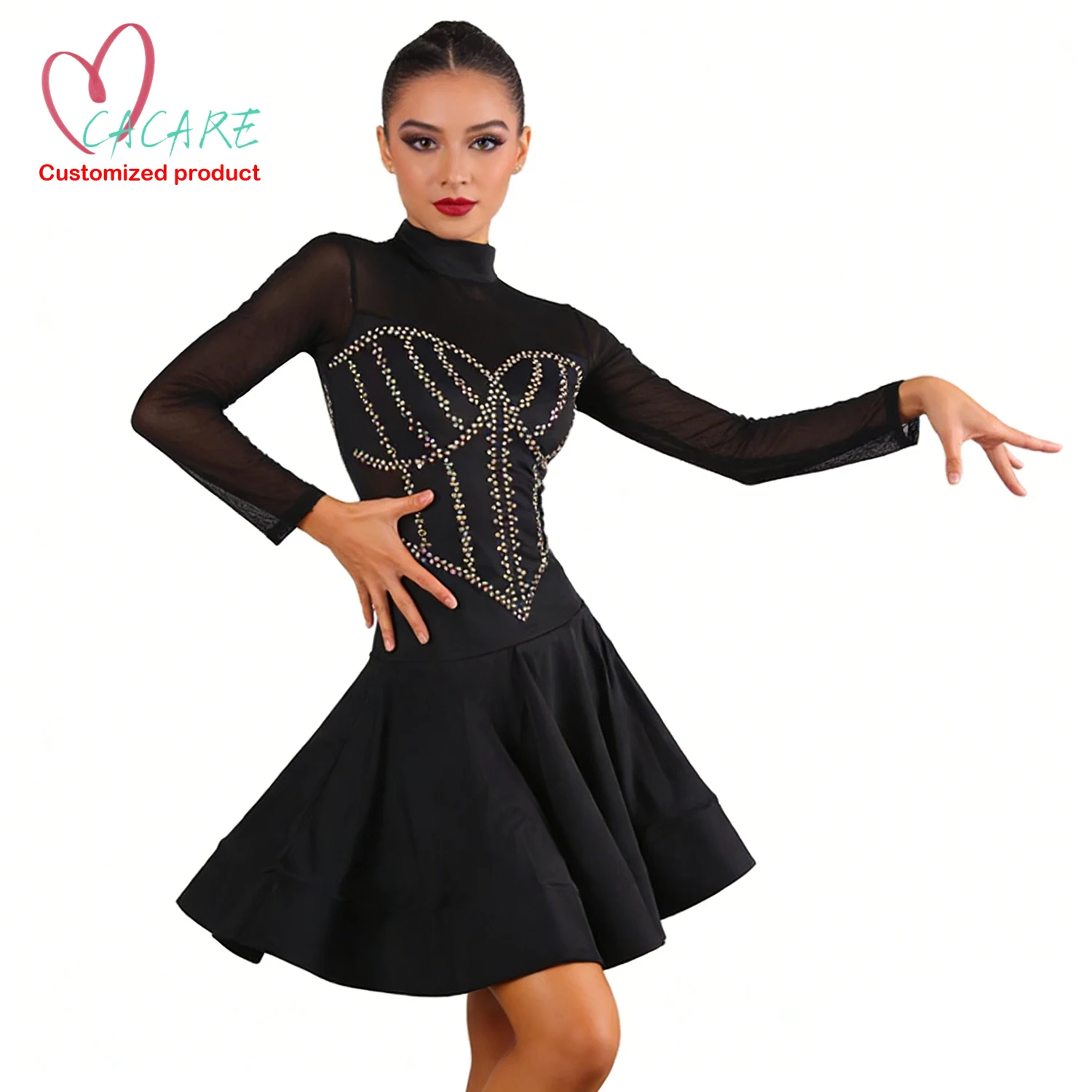 

Latin Dance Dress Suit Line Dance Costume New Products Latin American Dance Dress Performance Clothing Stage Costume Women 1512