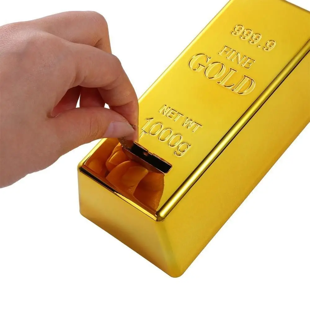 هدية مثالية محاكاة شريط الذهب وهمية التألق ثقالة الورق السبائك بار الفيلم الدعامة البلاستيك الذهب بار حصالة على شكل حيوان ديكور المنزل #5
