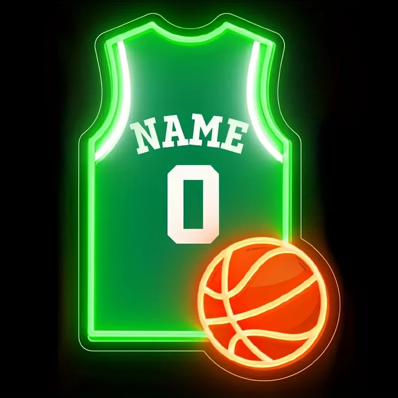 Maglia da basket personalizzata Insegna al neon Luce al neon a LED USB per sala giochi Man Cave Gym Bar Pub Decor Memorabilia sportiva personalizzata