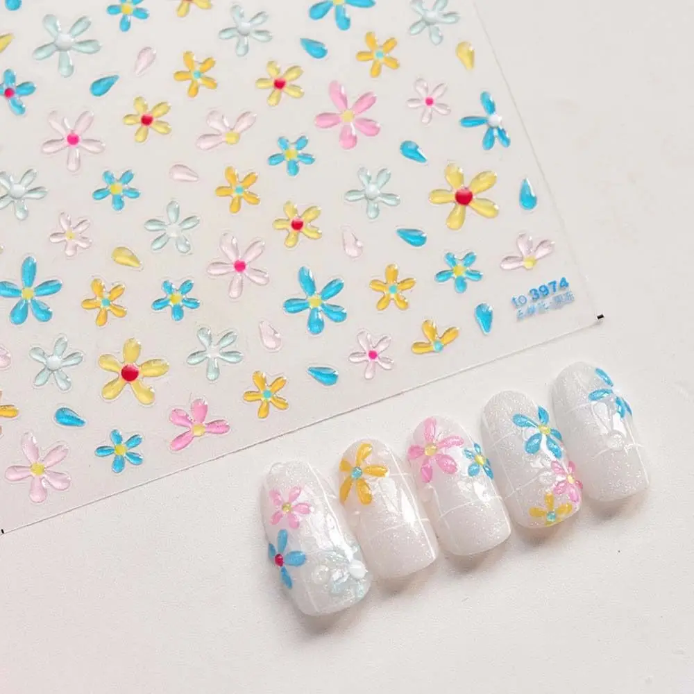 

Jelly Flowers Nail Art Stickers Self Adhesive Decals DIY Slider Lotus 5D Colorful Camellia Nails Decorations Accessories