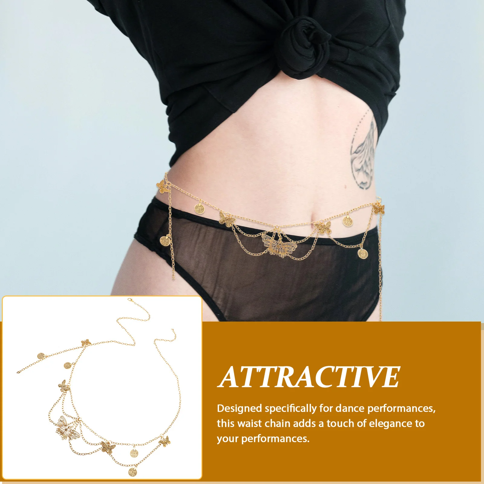 

Butterfly Belly Chain Waist Chain Alloy Tassel Body Jewelry for Women Teens Stylish Summer Accessory Tassel Waist Jewelry