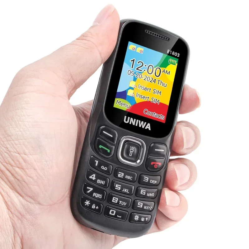 UNIWA E1803 2G Low Price Slim GSM Mini Mobile Phone Dual SIM T9 Keypad 800mAh Battery Wireless Radio Flashlight Phone For Elder