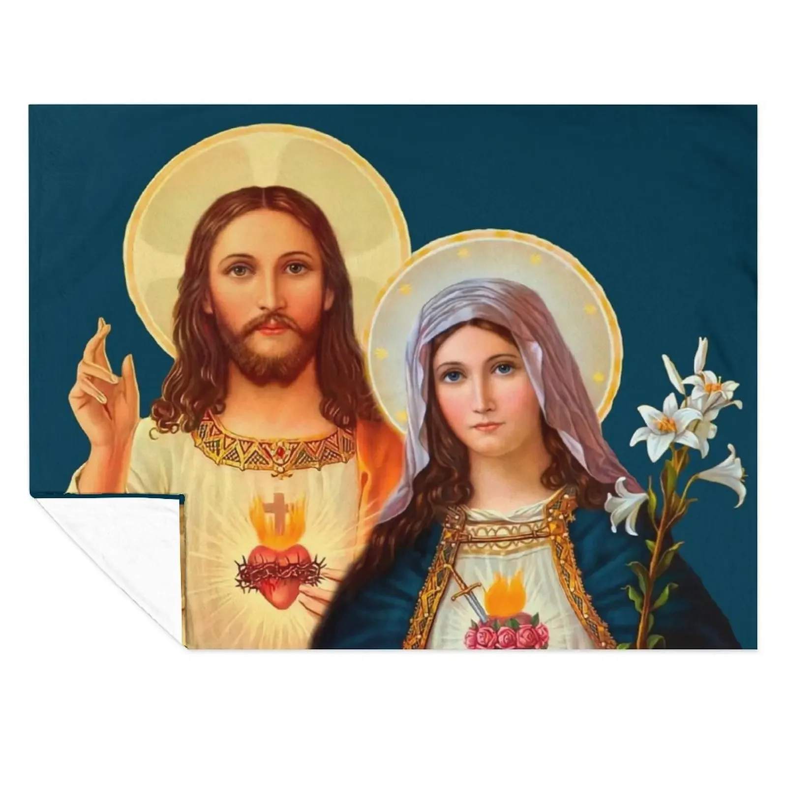 

Twin Hearts - II (Jesus and Mary) transparent background Throw Blanket Comforter Decorative Sofas funny gift Sofas Blankets