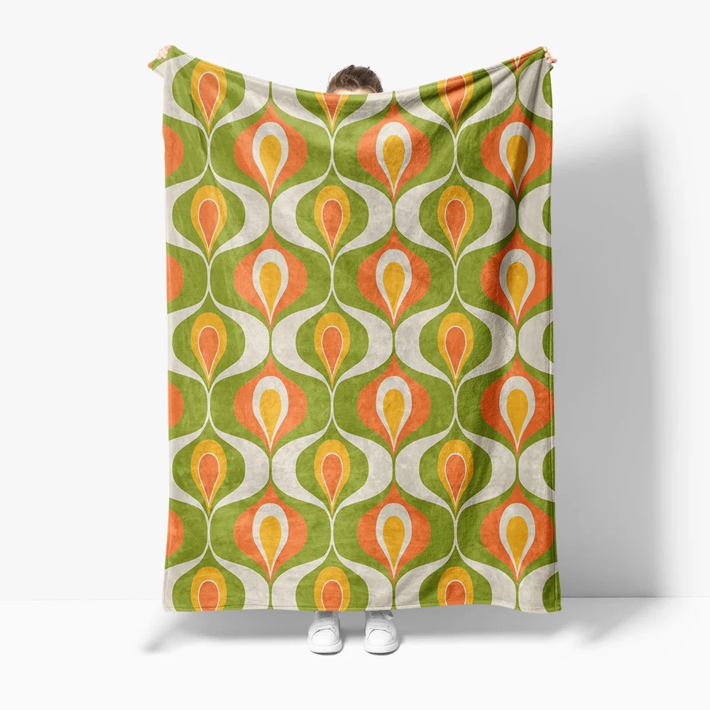 

Retro 70s Geometric Pattern Blanket Sofa Bed Throw Quilt Cover for Living Room Bedroom Home Decor Gift
