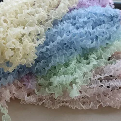 2meters Colorful Luxury Tulle Lace Fabric Soft Ruffle Trim Ribbon Edge Dress Collar Applique DIY Sewing Fringe Decor 3CM Width