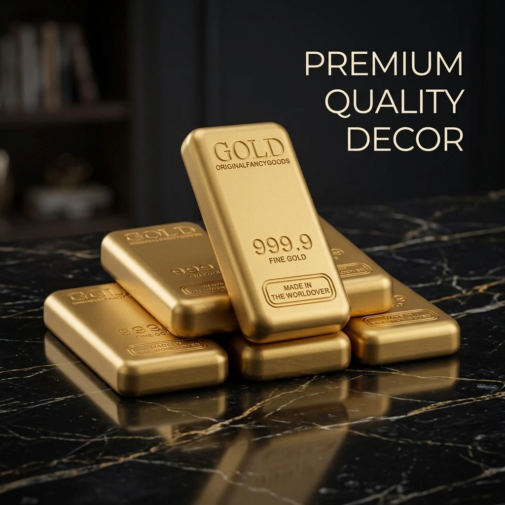 Mini Gold Bar Decor 1 Piece 56x27x9mm Zinc Alloy Gold Color Paperweight Desk Ornament Home Office Display Collectible Gift