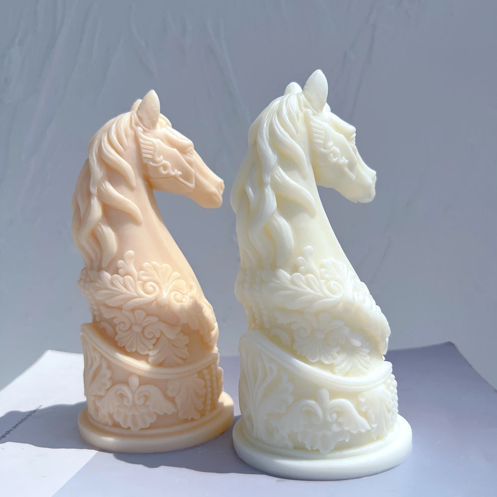 Ritter Statue Kerze Silikon form Büste Reiten Skulptur Kunst Figur Tier Pferdekopf Kerzen form