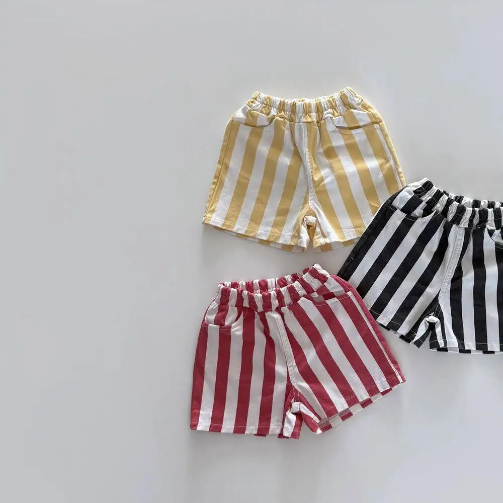 

2025 Summer New Children Shorts Thin Cotton Baby Boys Versatile Striped Shorts Kids Girls Fashion Casual Shorts Toddler Clothes