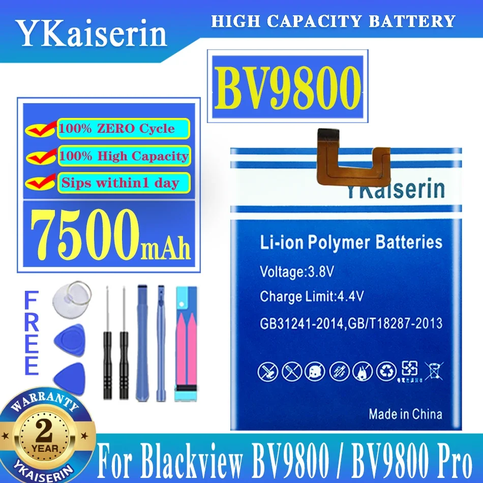 

YKaiserin for Blackview BV9800 Pro BV9800Pro Battery BV 9800 7500mAh Batteries + Free Tools