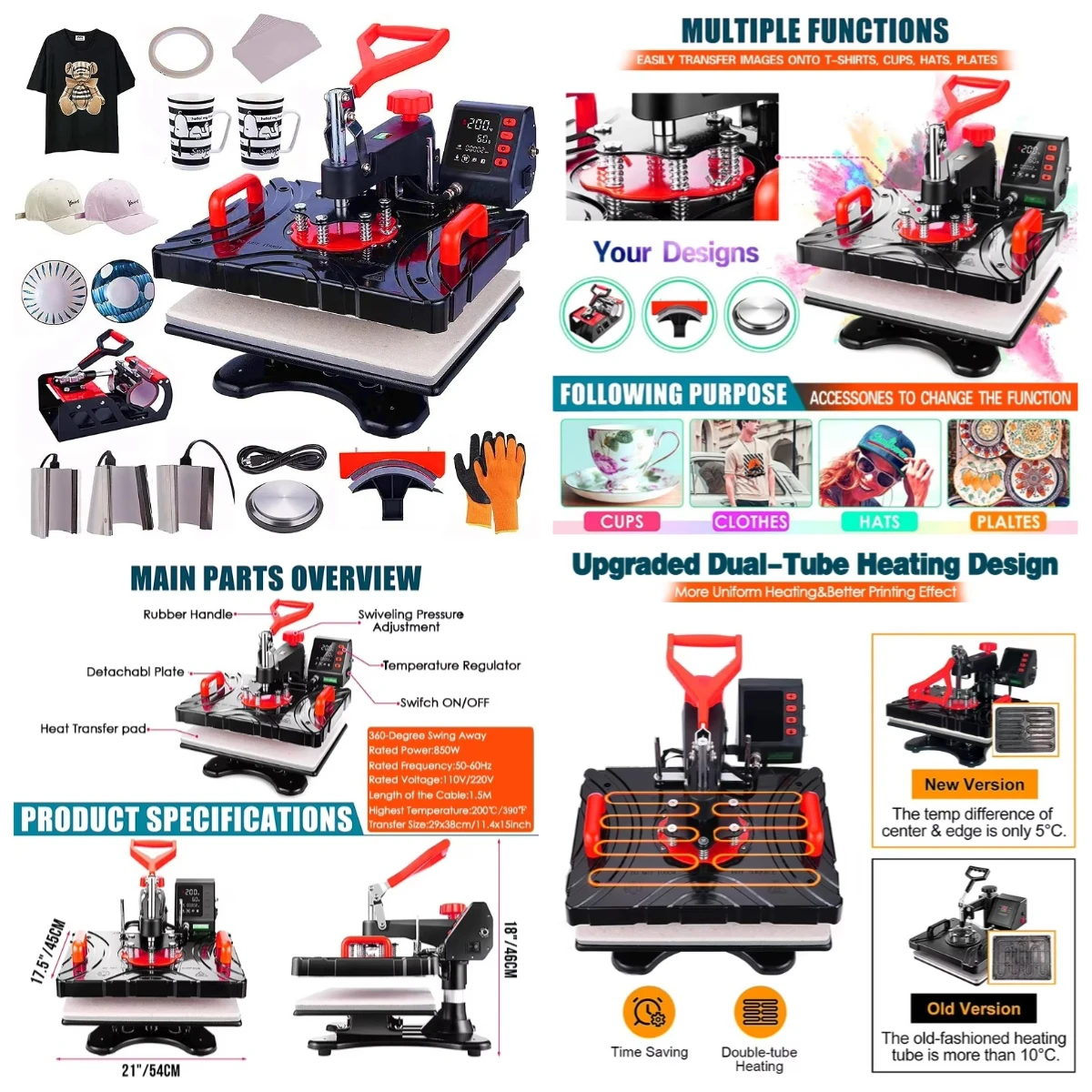 

WJW Multifunctional Sublimation Machine 5 in 1 Heat Press Machines P8100-5