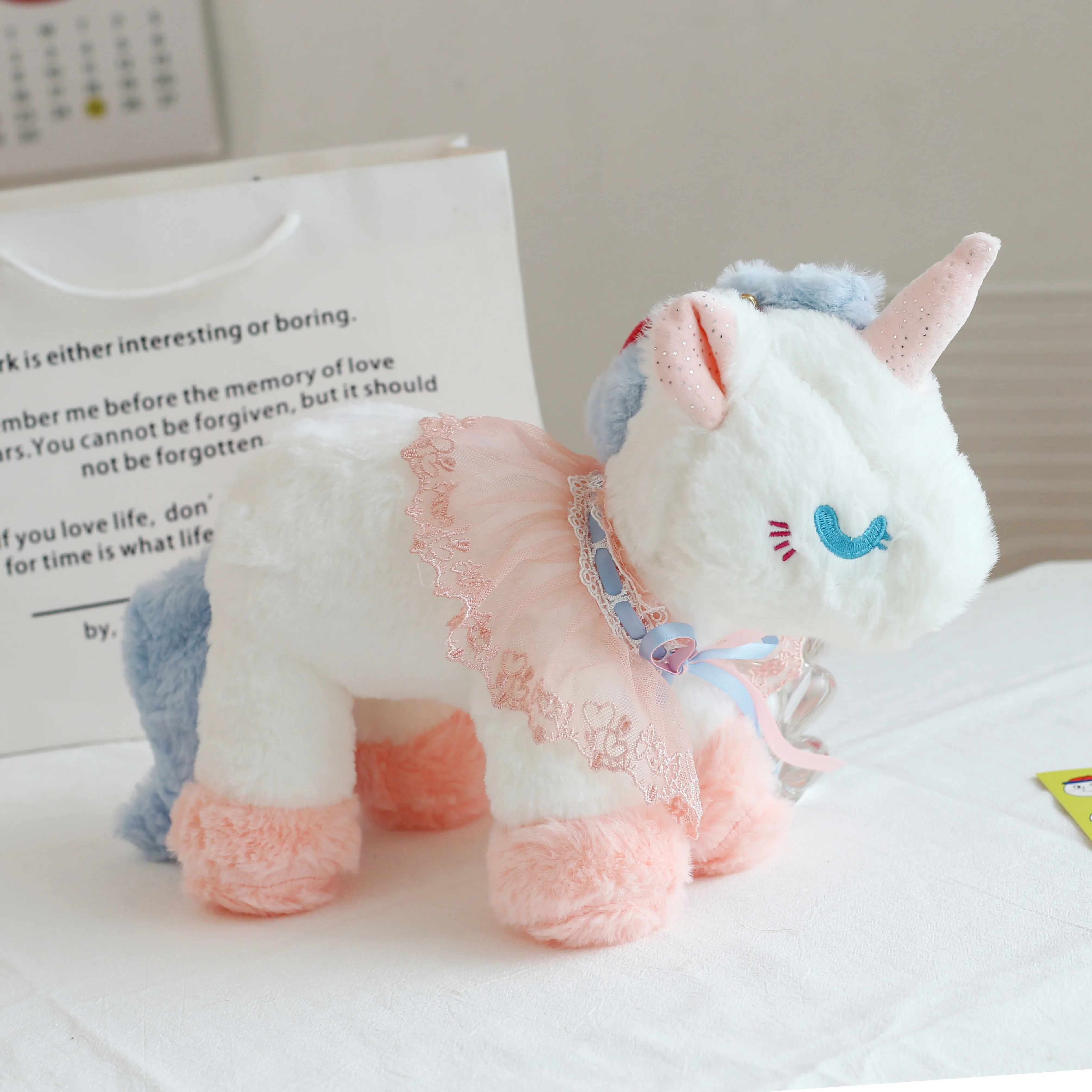 Lolita Style Unicorn Cartoon Plush Crossbody Bag Soft Youthful Student Mobile Phone Bag Casual Fashion Small Size Animal Shape