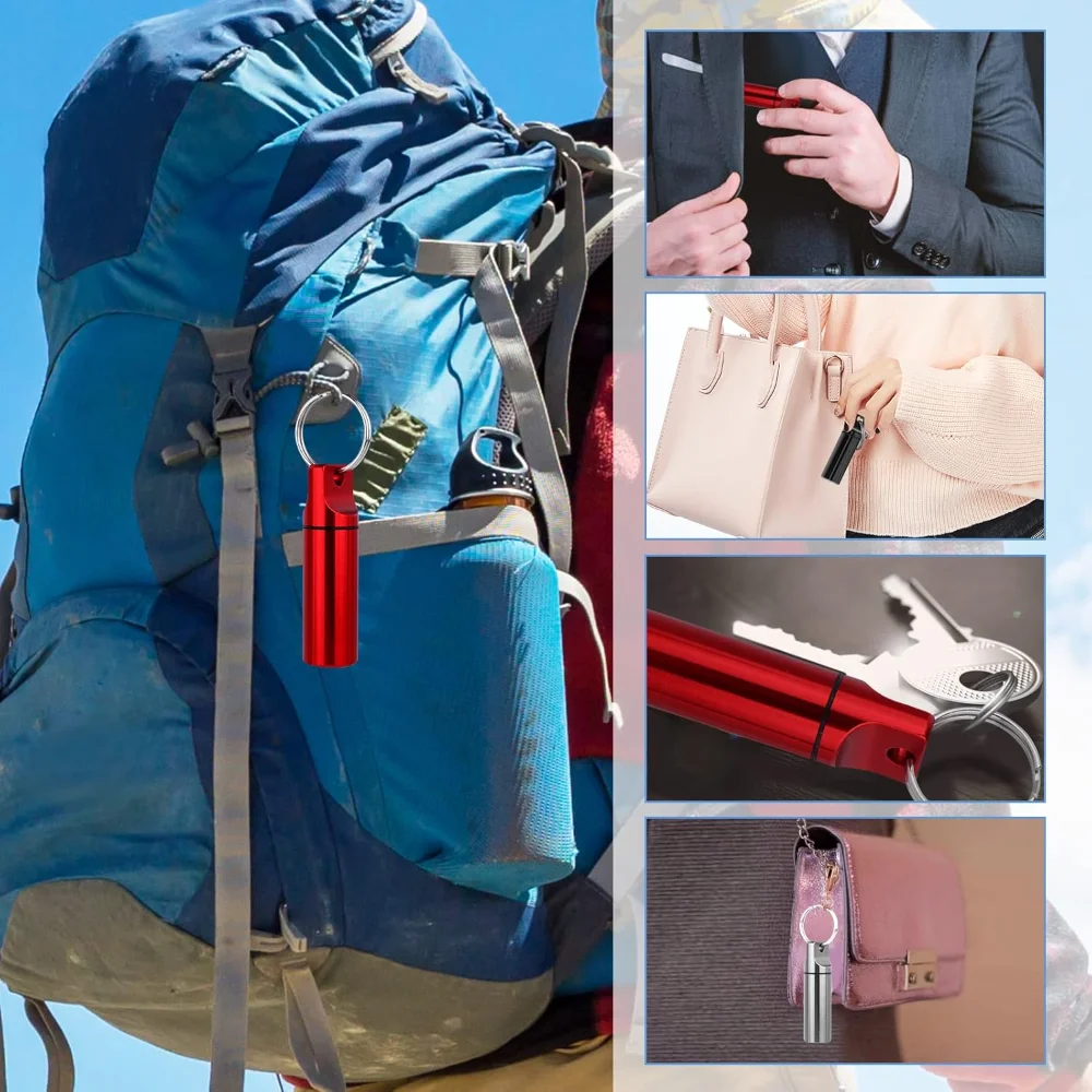 New Portable Waterproof Aluminium Metal Key Ring Pill Box Case Container Organizer Capsule Airtight Tablet for On The Go Storage
