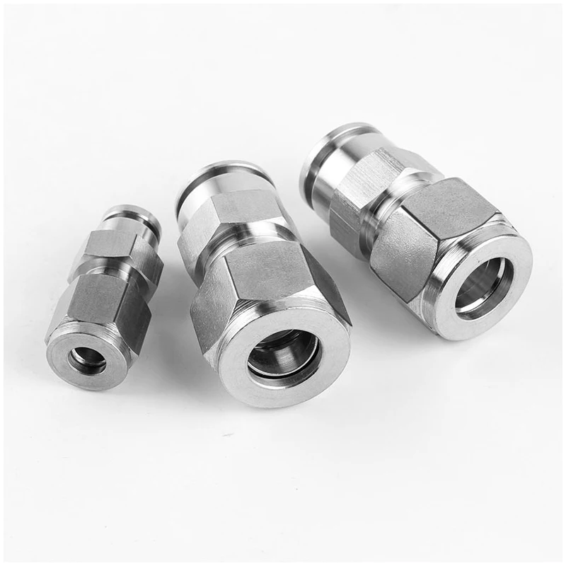 304 Stainless Steel Compression Fitting Quick-Connect Coupling 6mm -12mm Air Tubing High-Pressure Resistant Pneumatic Components