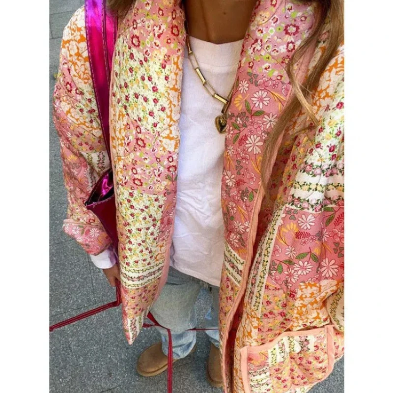 

New Style Flip Collar Fashionable Printed Cotton Jacket