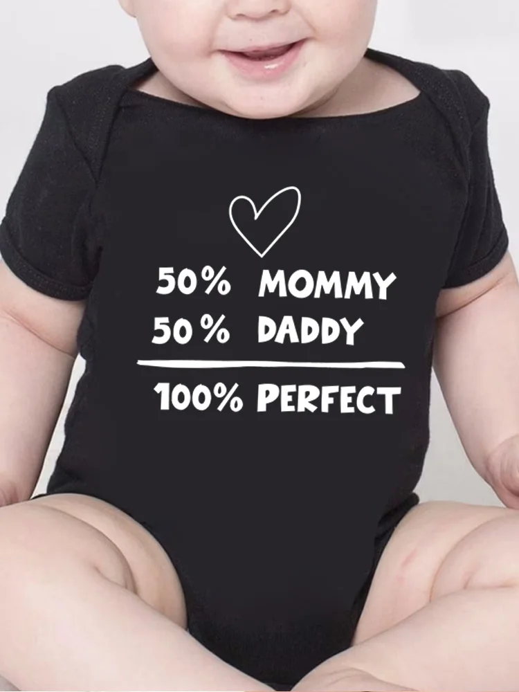 50% Mommy Add 50% Daddy Equal 100% Perfect Baby Onesie Bodysuit for Baby Jumpsuit for 0 To 24 Months Newborn