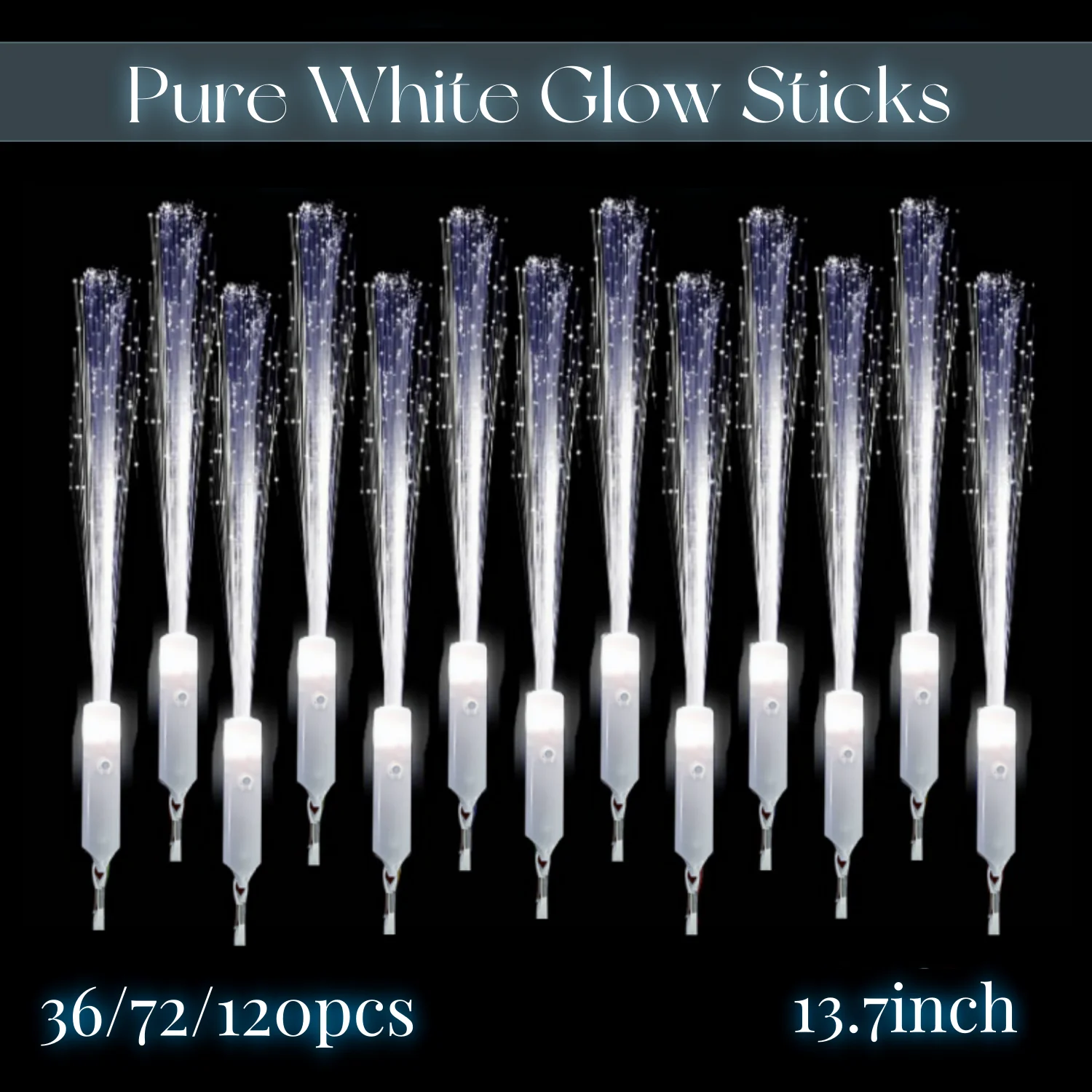 36/72/120PCS Pure White Fiber Optic Wands Wedding Glow Sticks 3 Modes LED Flashing Glows For Party Supply Birthday Bridal Shower