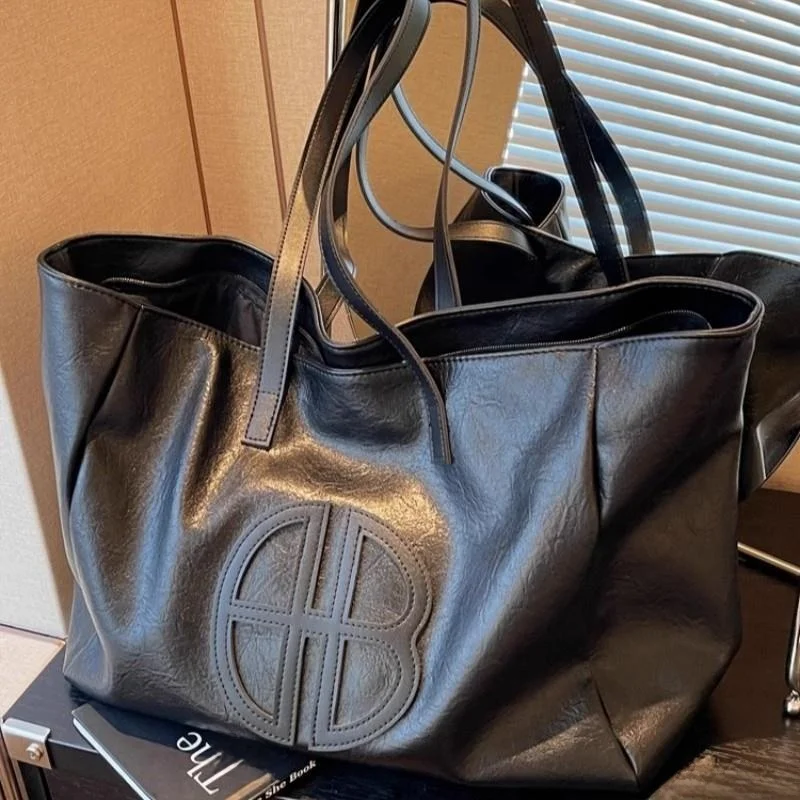 

Retro Large Capaci Soft Leather oulder Bag Women's Casual Tote Travel Bag Spring Summer New Sle American Vintage Sle