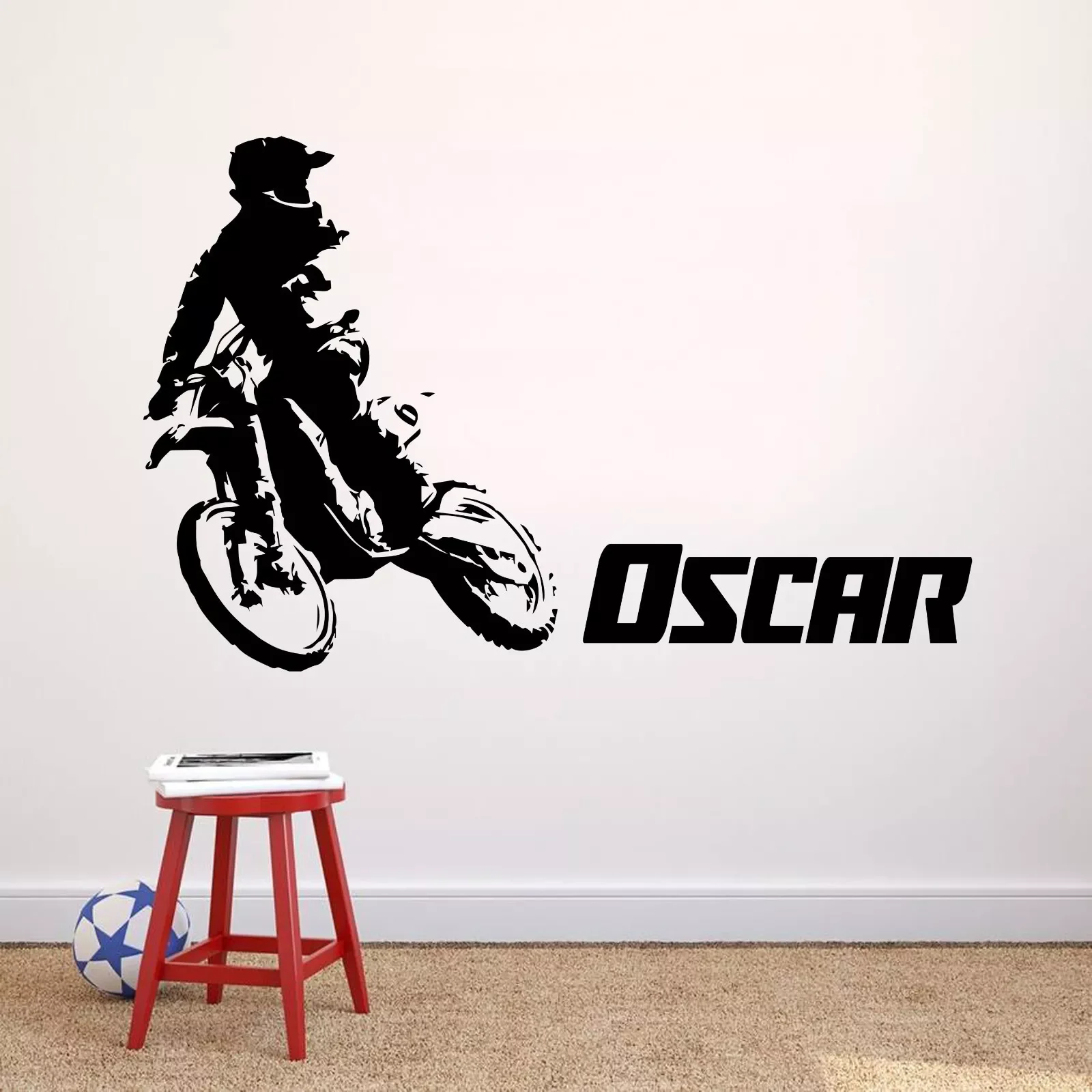 PERSONALISED MOTOCROSS BIKE  self-adhesive  removable Wall Sticker Art  Bedroom Decal Mural   Decor