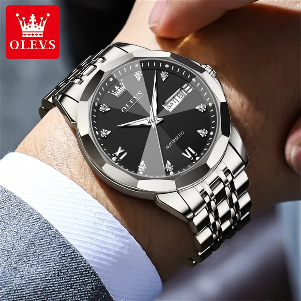 OLEVS Brand New Luxury Mechanical Watches Men\'s Stainless Steel Waterproof Week Date Fashion Automatic Watch Men Reloj Hombre