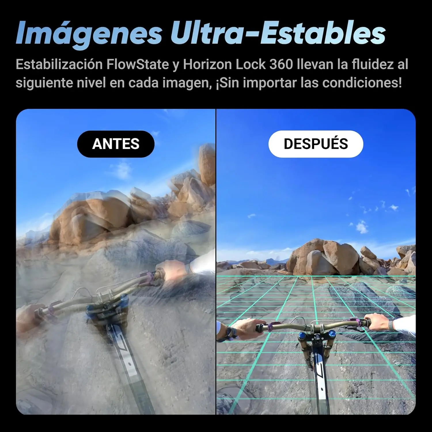 Vara de selfie de vídeo grande angular, invisível, protetores de lente removíveis, bateria 135 min, edição AI, estabilização, 4K