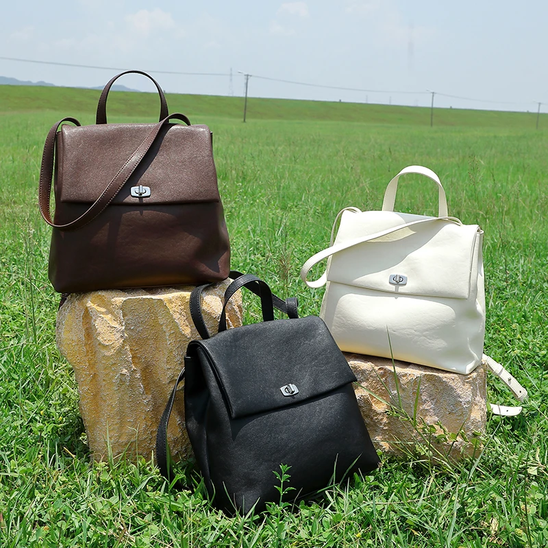 

New Large Capacity Women Bag Casual Tote Single Shoulder Bag Genuine Leather Handbag Casual Daypack Waist Pack Bucket Handbag