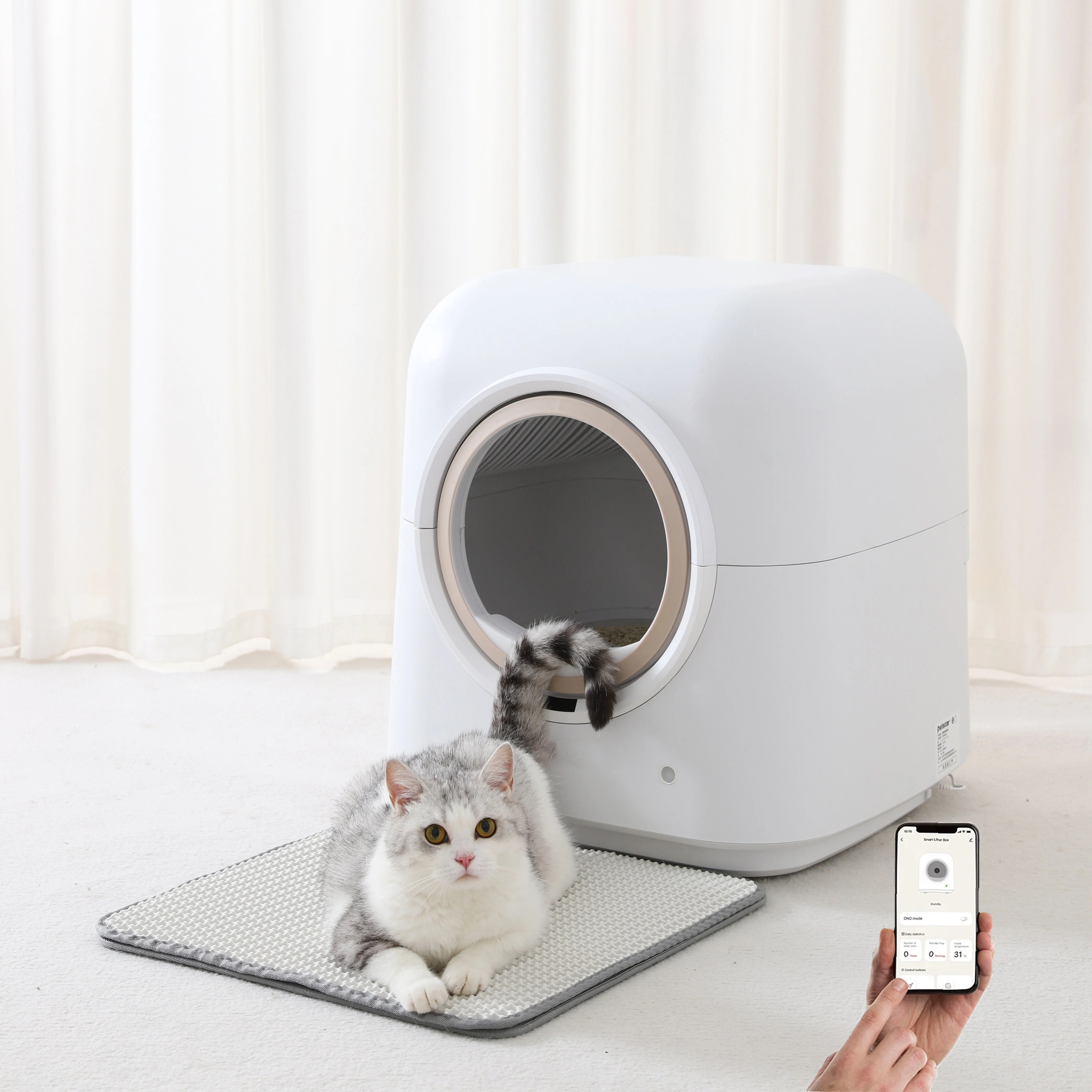 Large Space Smart Self Cleaning Cat Toilet APP Control Automatic Litter Box