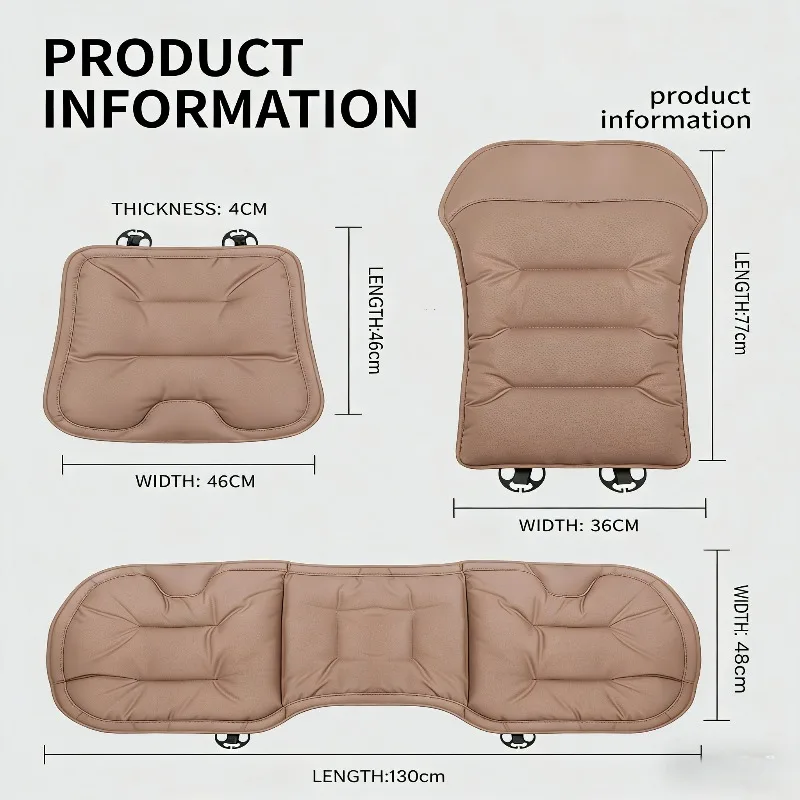 Car Seat Cushion Breathable Leather Backrest High-quality Thickened Anti-slip Perforated Leather Front and Rear Seat Cushion