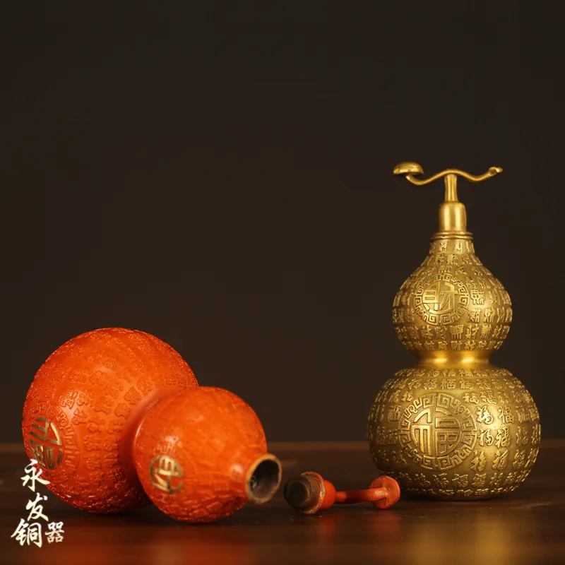 Open cover gourd, wealth gourd, copper ware, handicrafts, decorations, bronze statues, home decorations, gifts, etc