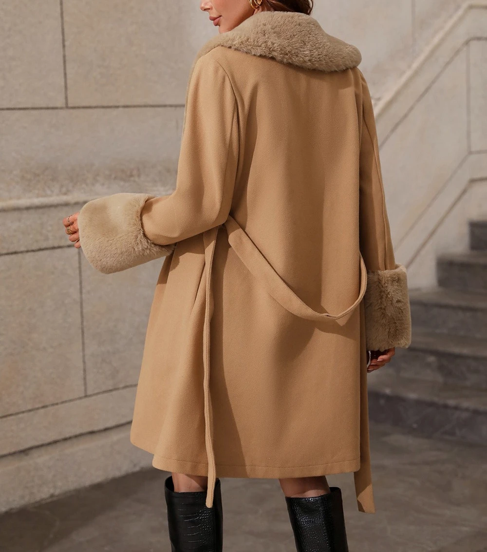 2025 Winter New Women's Mid To Long Style Lapel Cardigan Single Breasted Zip Tie Jacket