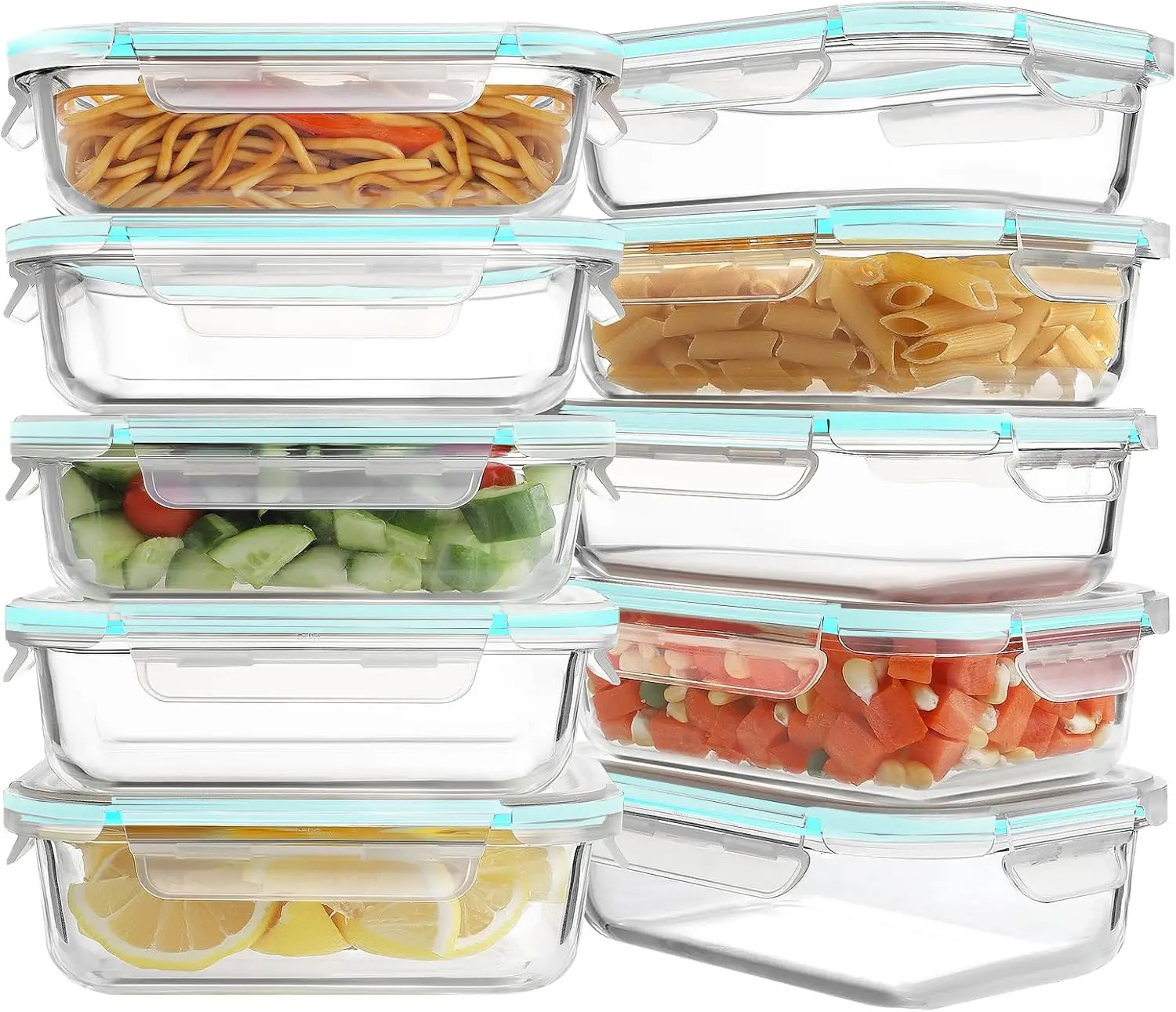 

10 Pack Glass Meal Prep Containers, Glass Food Storage Containers with Lids, Airtight Glass Lunch Bento Boxes, BPA-Free & Leak P