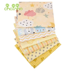 Chainho,Printed Twill Weave Cotton Fabric,Patchwork Cloth,DIY Sewing Quilting Material,Yellow Sky Series,4 Specification,CC169