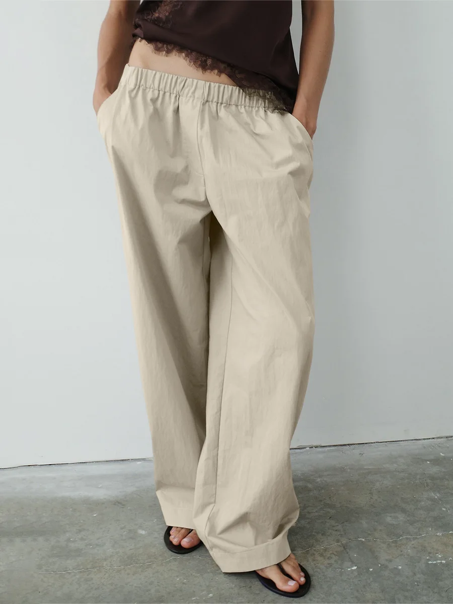 Bornladies Women's 2026 Spring Summer New Low-Waist Casual Pants  Elegant Office Elastic Waist Floor-Length Straight-Leg Pants
