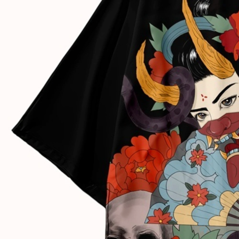 Летнее кимоно для женщин с принтом ниндзя, японский кардиган для женщин и мужчин, косплей, одежда юката, уличная одежда в стиле Харадзюку, повседневная свободная одежда