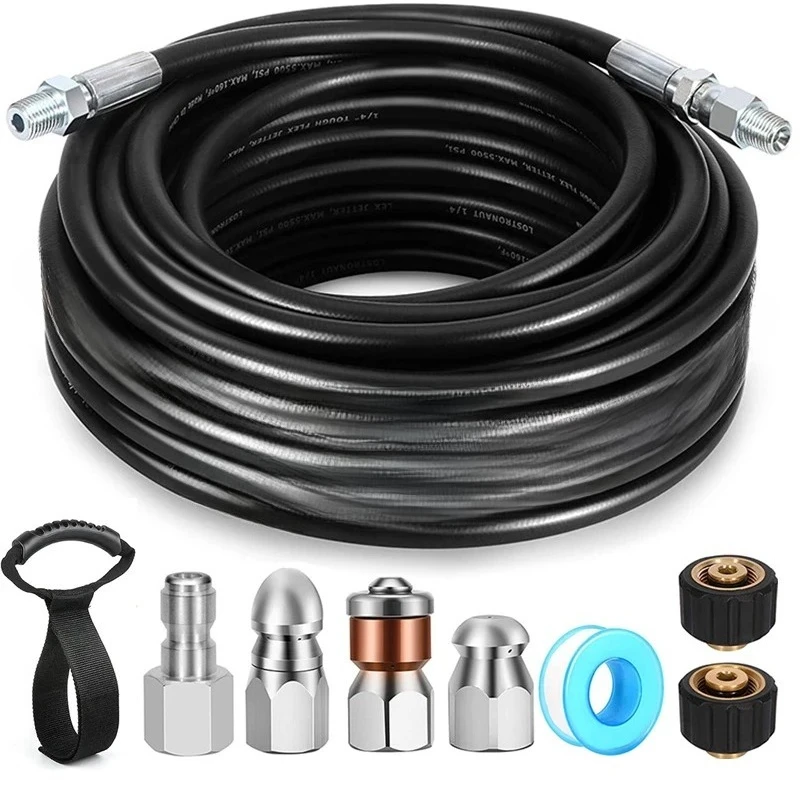 45/30M Sewer Jetter Kit for High Pressure Car Washer Gun 5800PSI Drain Cleaner Hose 1/4 Inch Power Washer Pump