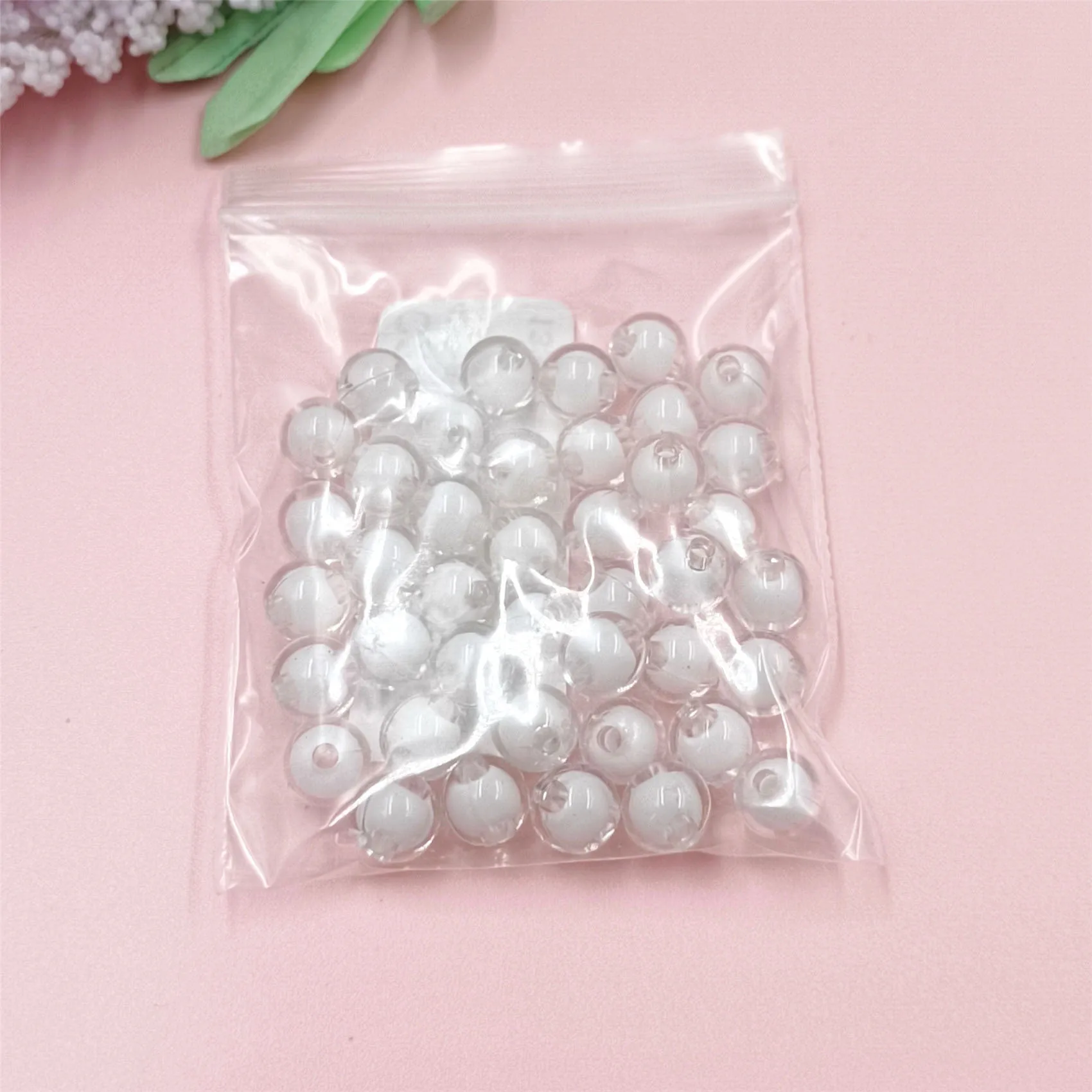 40/20Pcs 8mm/10mm Transparent Acrylic Round Beads Double Layer Color Making Necklace Bracelet DIY Jewelry Material Wholesale