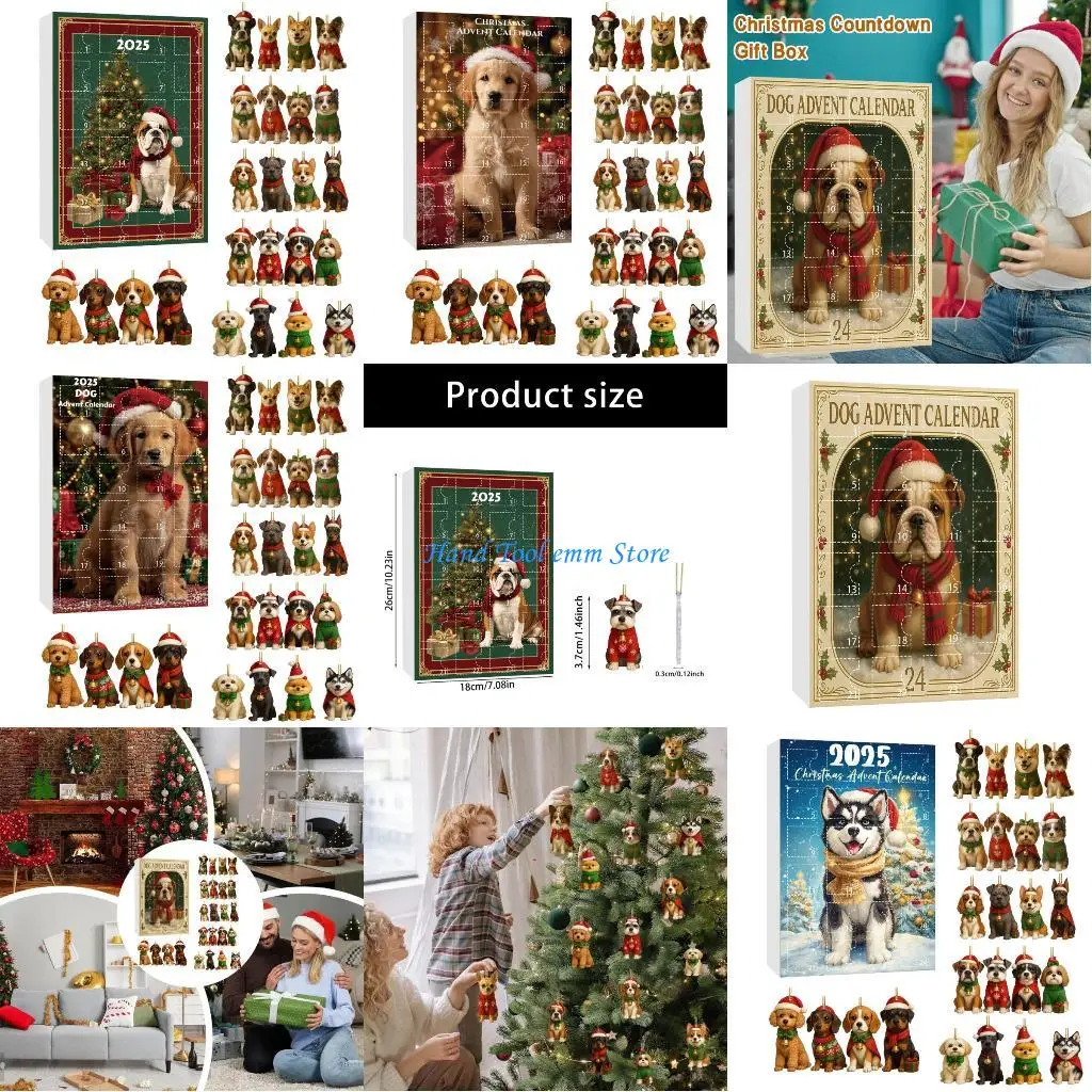 

H37F Holiday Countdown Calendar Blind Boxes Set For Dog Enthusiasts With Acrylic Christmas Tree Decorations And Collectibles